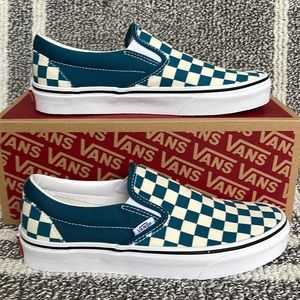Vans Classic Slip-On Checkerboard Blue Coral True White WMNS